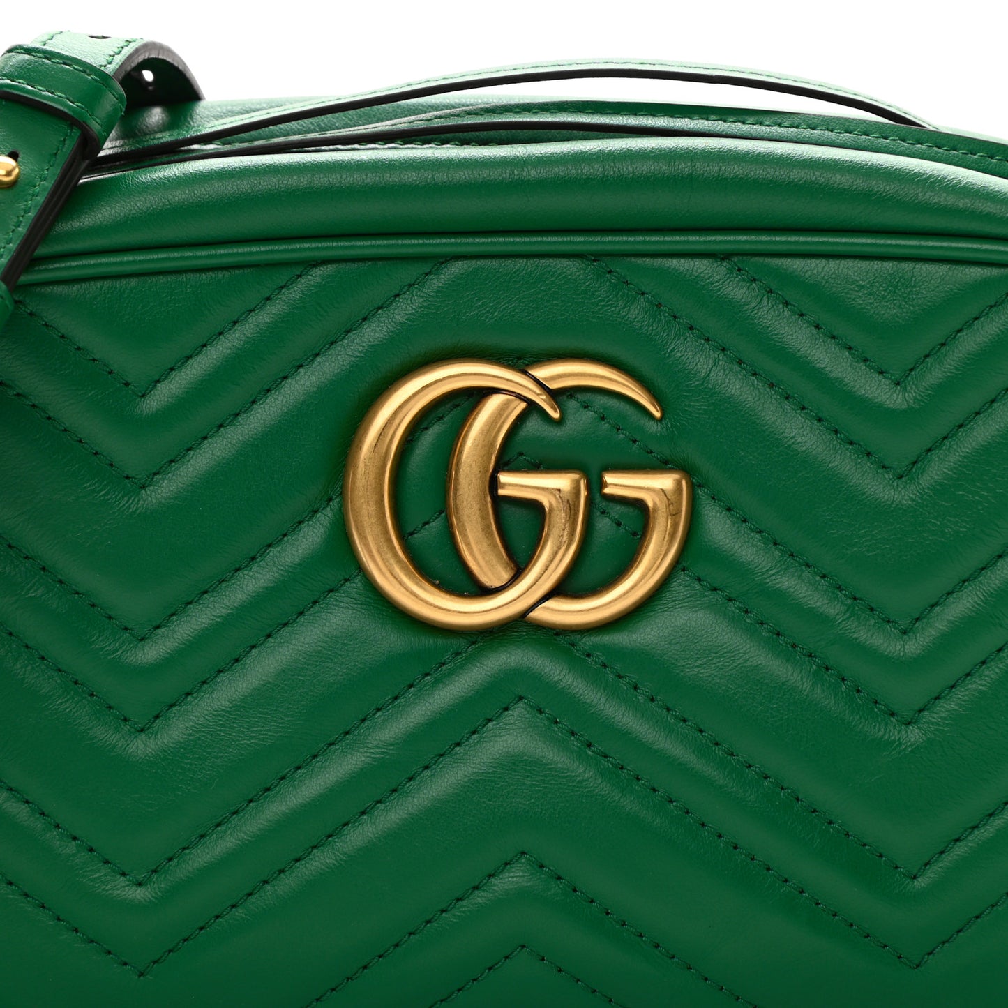 Calfskin Matelasse Small GG Marmont Chain Shoulder Bag Emerald Green