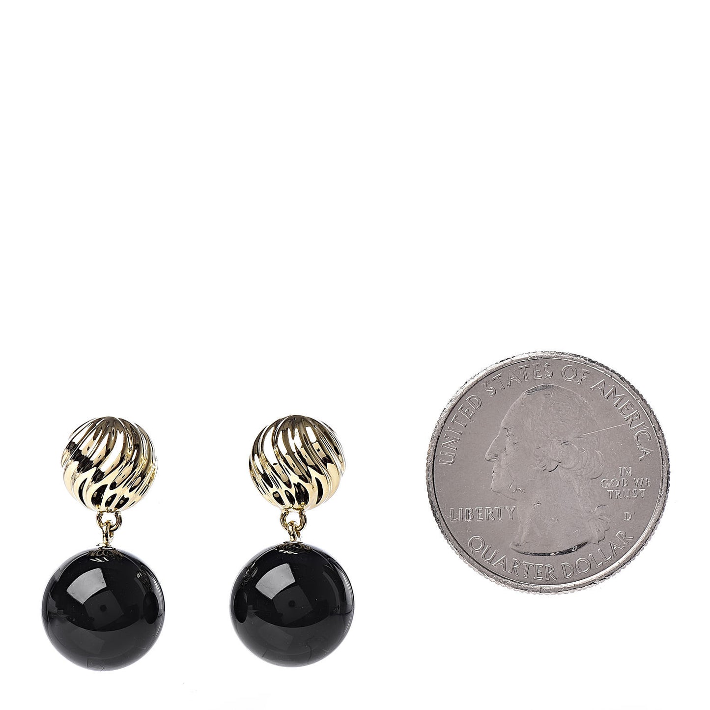 18K Yellow Gold Onyx Sculpted Earrings
