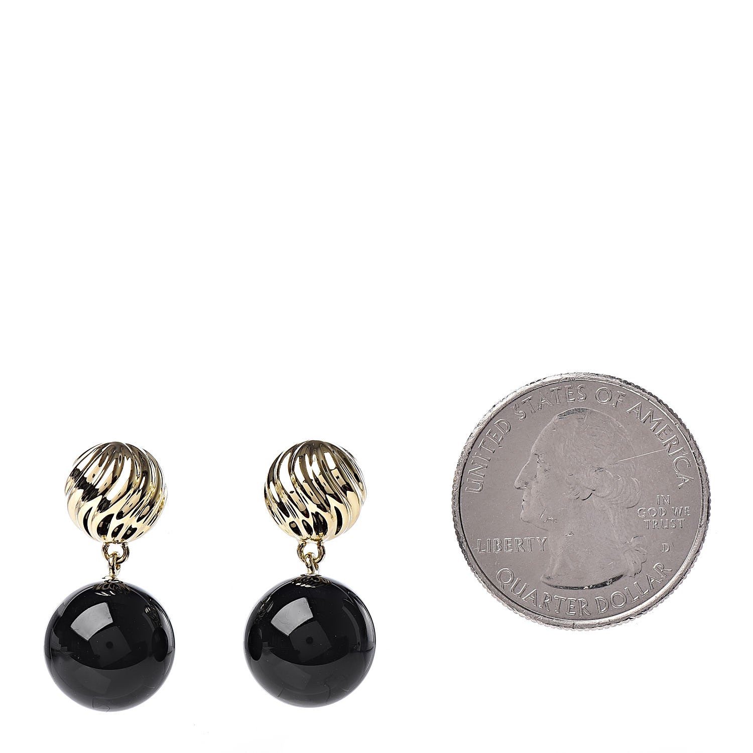 David Yurman 18K Yellow Gold Onyx Sculpted Earrings 2 of 4