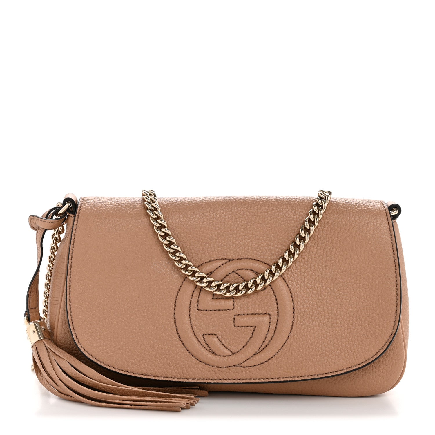 Gucci Pebbled Calfskin Medium Soho Flap Crossbody Camelia 1 of 11