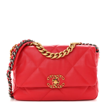 Chanel Lambskin Quilted Medium Chanel 19 Flap Red 1 of 12