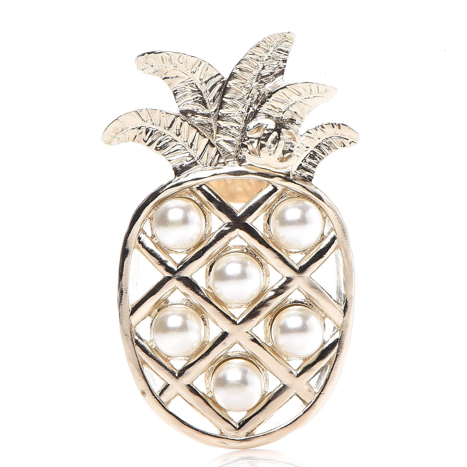 Chanel Pearl Pineapple Brooch Gold 1 of 7