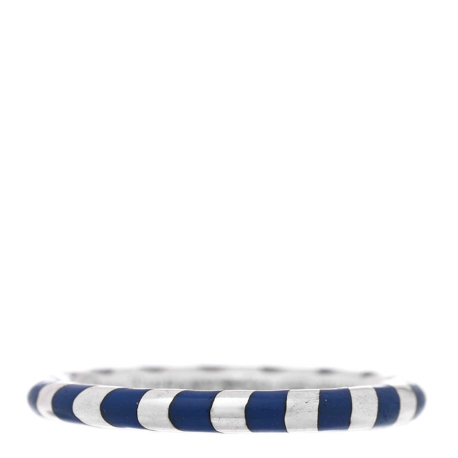 Tiffany Sterling Silver Enamel Candy Cane Ring 50 5.5 Blue 1 of 5