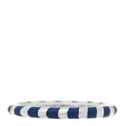 Tiffany Sterling Silver Enamel Candy Cane Ring 50 5.5 Blue 1 of 5