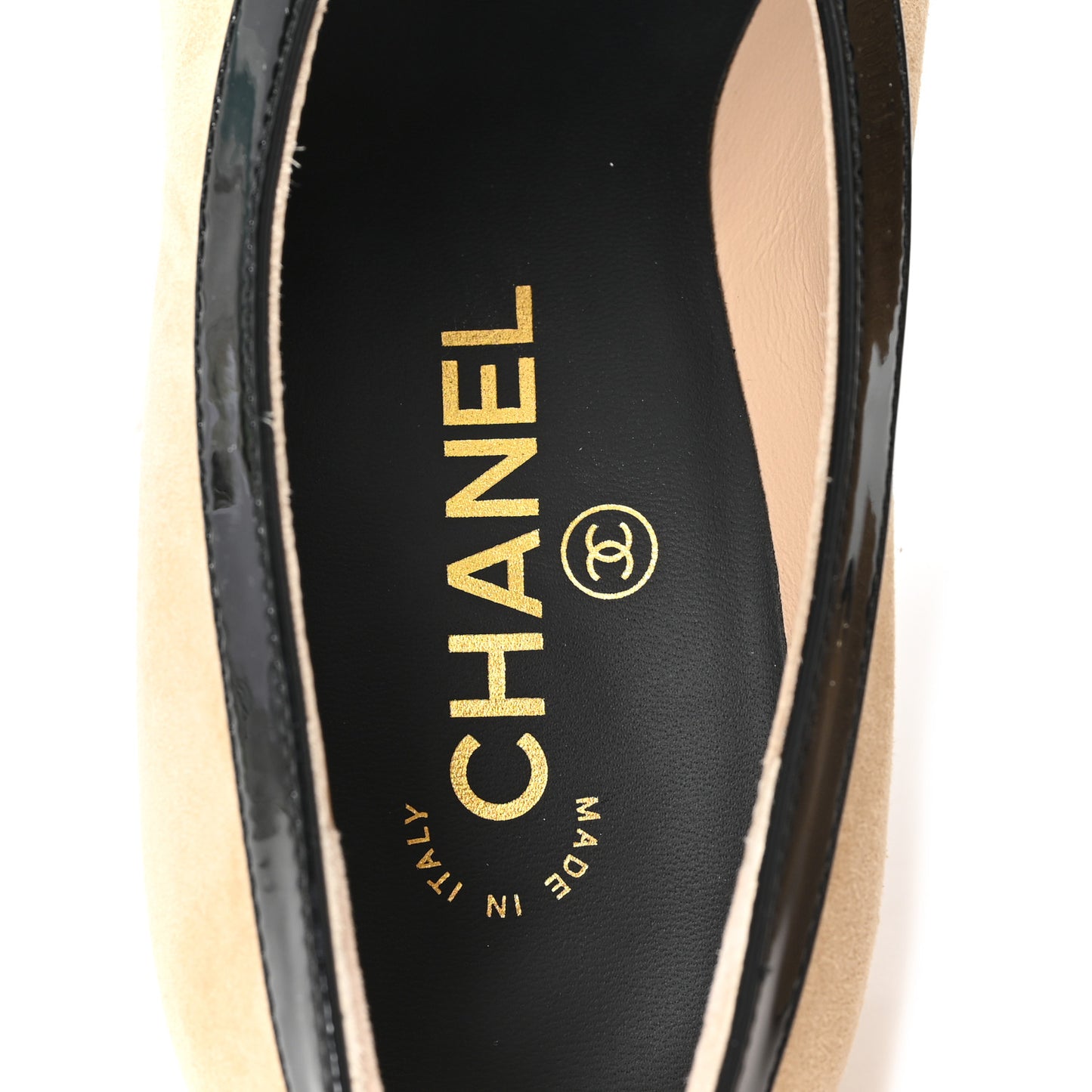 Suede Patent Calfskin Pumps 38.5 Beige Black