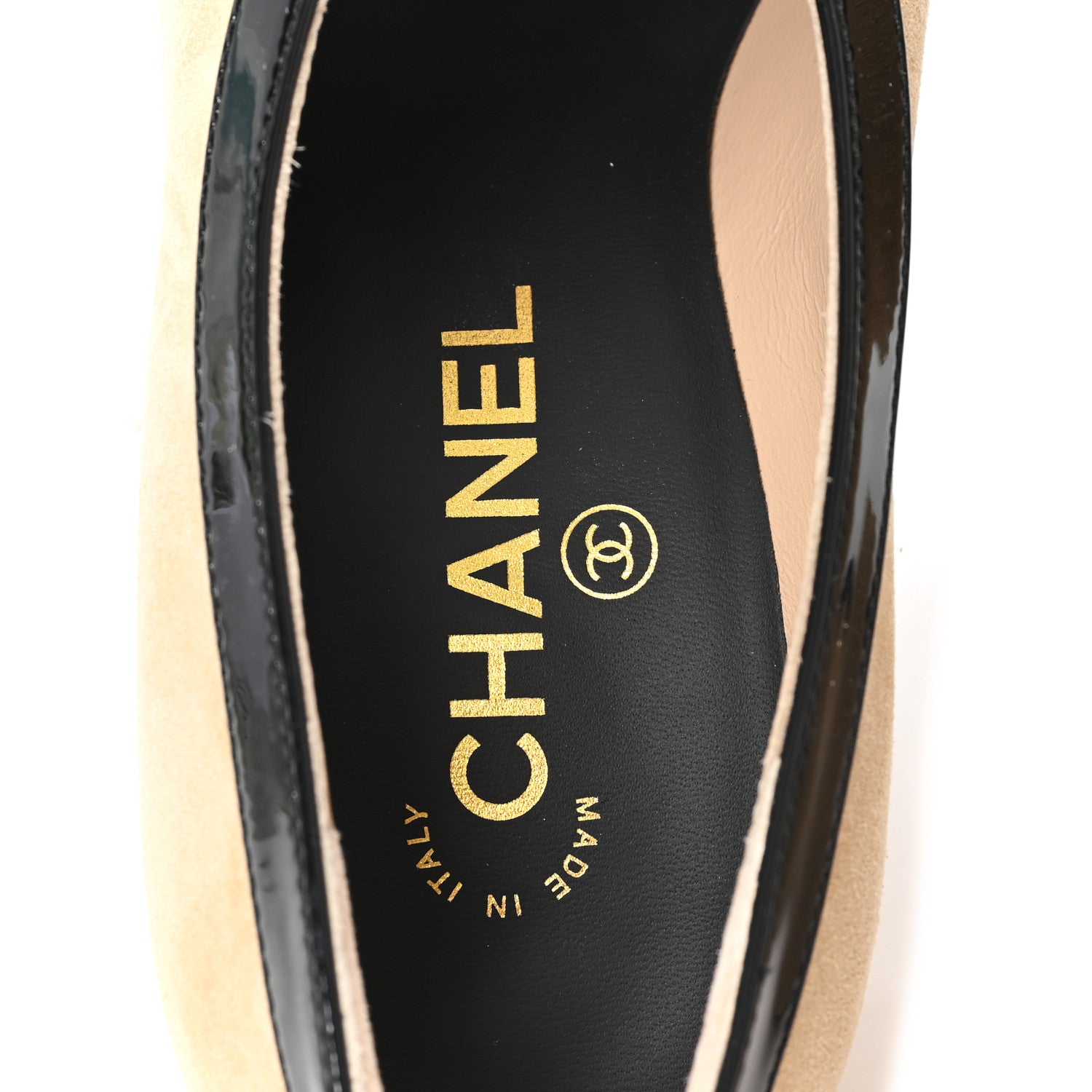 Chanel Suede Patent Calfskin Pumps 38.5 Beige Black 8 of 10
