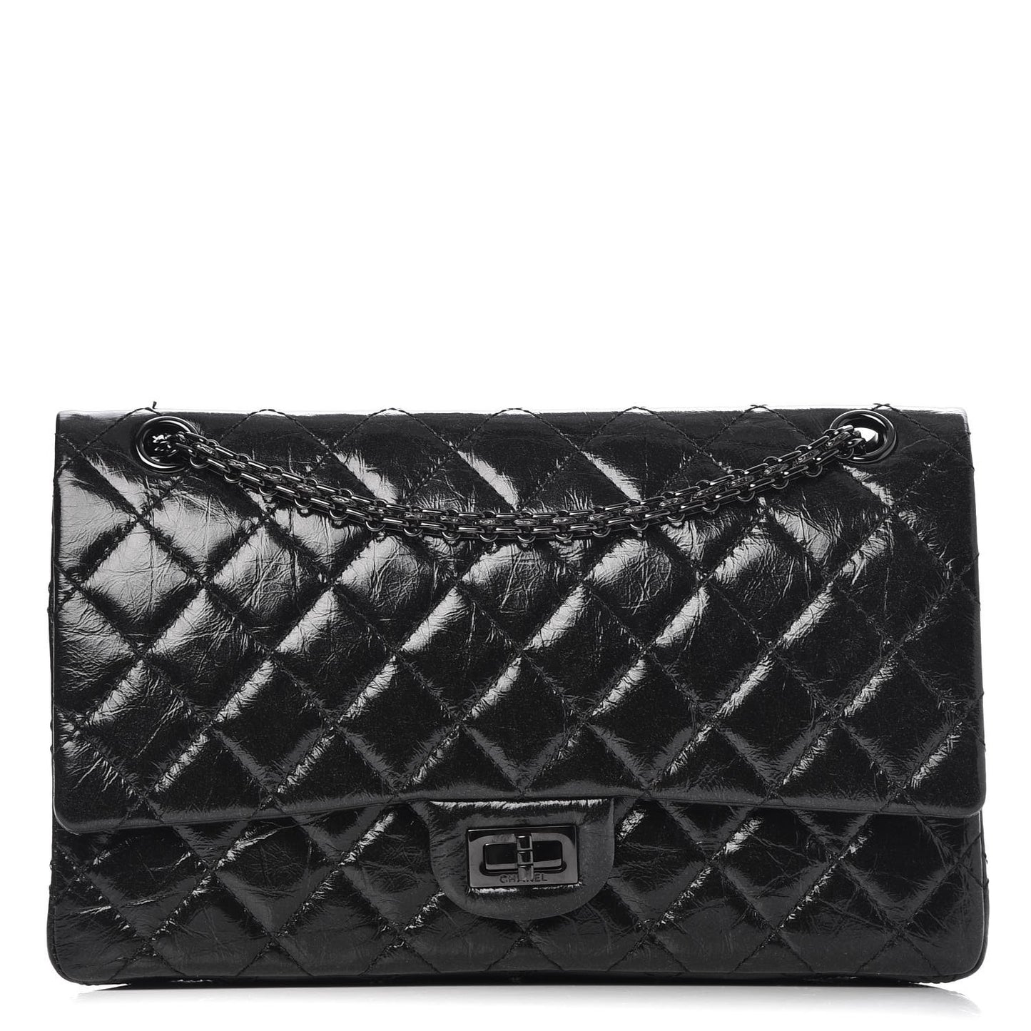 Glazed Calfskin Quilted 2.55 Reissue 226 Flap So Black
