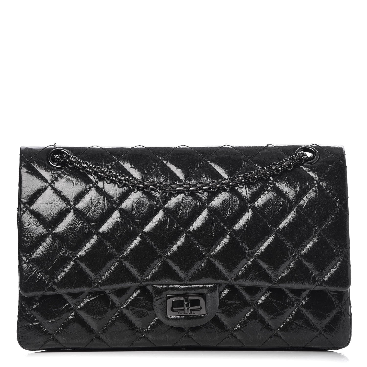 Chanel Glazed Calfskin Quilted 2.55 Reissue 226 Flap So Black 1 of 8