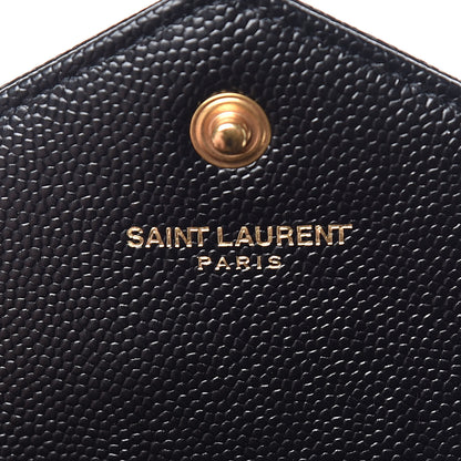 Saint Laurent Grain De Poudre Matelasse Chevron Monogram Chain Wallet Black 9 of 10