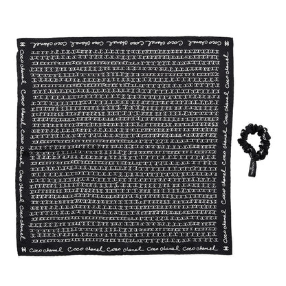 Chanel Silk CC Twilly Hair Tie Black White 1 of 5