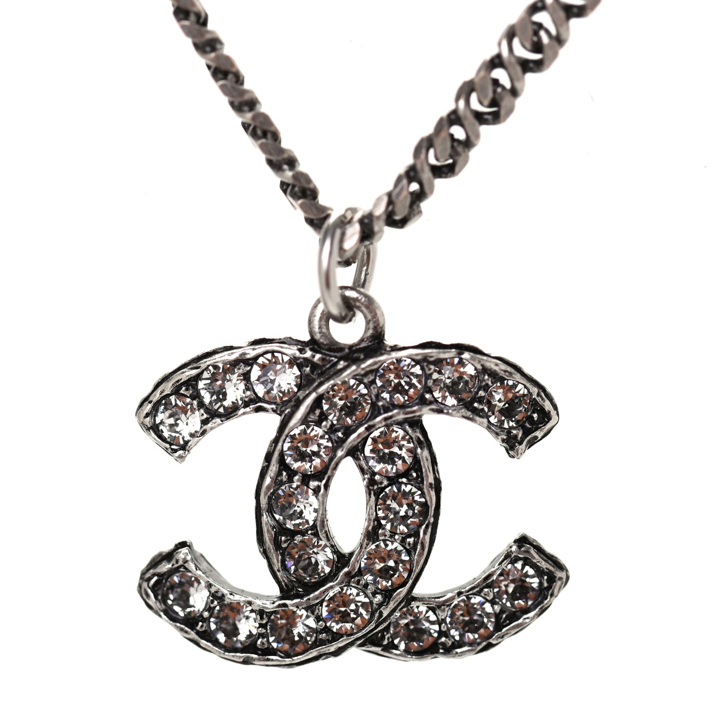 Crystal CC Necklace Ruthenium