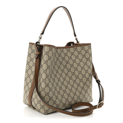 Gucci GG Supreme Monogram Emblem Small Shoulder Bag Beige Ebony Sundial 3 of 9