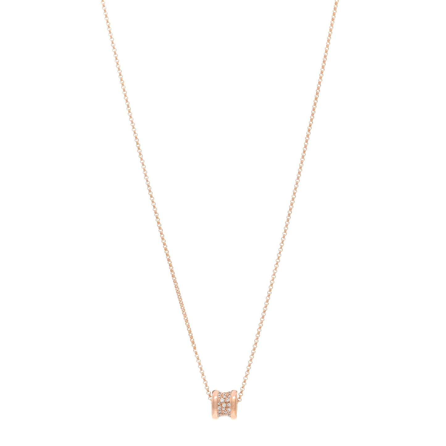 18K Rose Gold Diamond Small B.Zero1 Pave Pendant Necklace