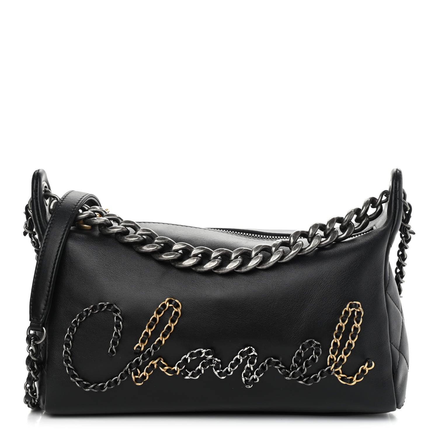 Chanel Calfskin Chain 20s Signature Hobo Black 1 of 11