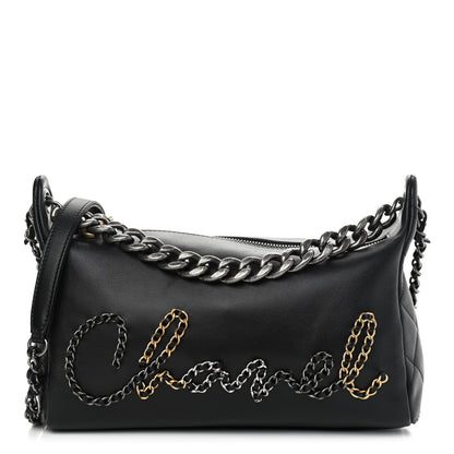 Chanel Calfskin Chain 20s Signature Hobo Black 1 of 11