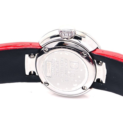 Christian Dior Stainless Steel Patent Diamond Bezel 19mm La D De Dior Quartz Watch Black 4 of 5