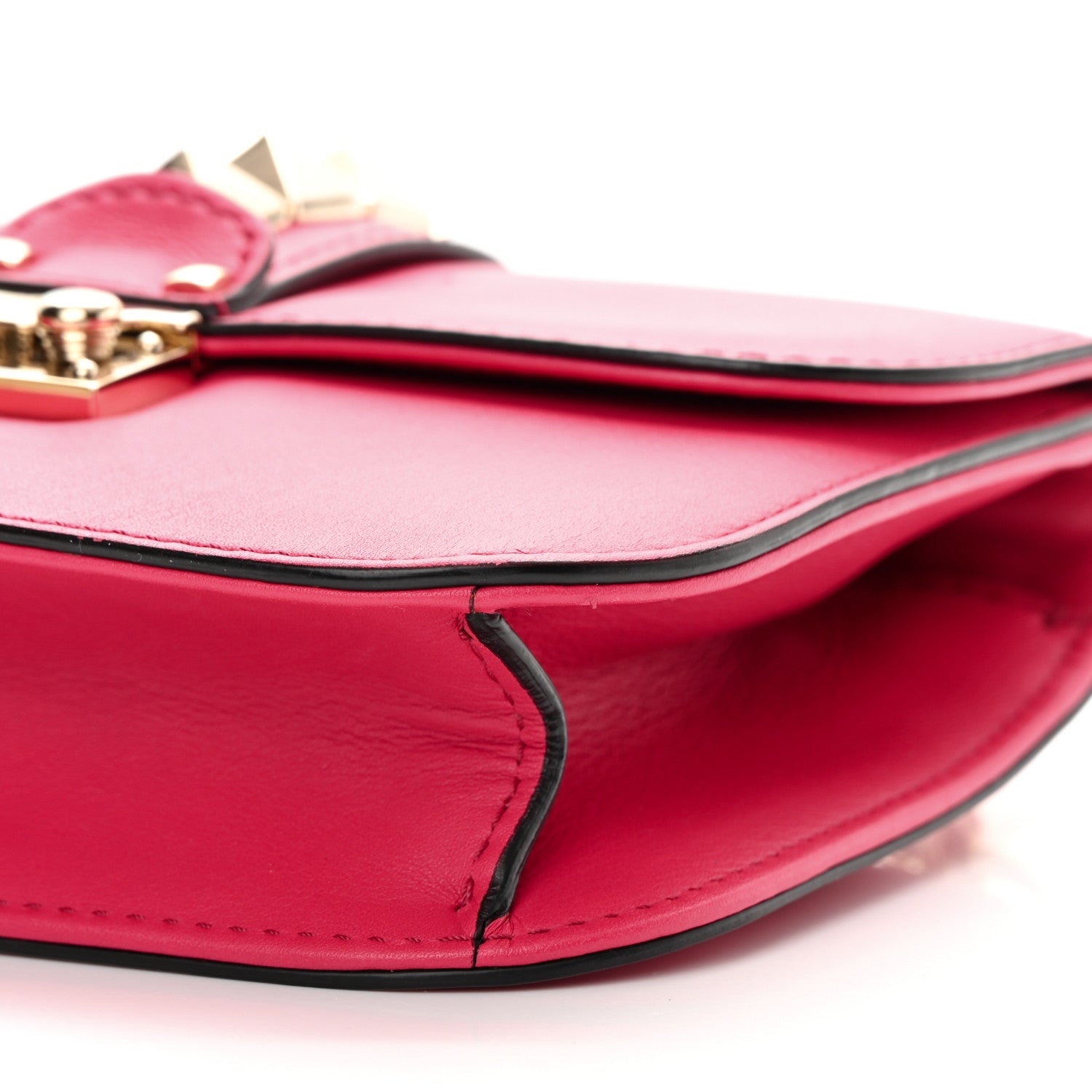 Valentino Garavani Vitello Small Glam Lock Rockstud Flap Deep Fuxia 10 of 14