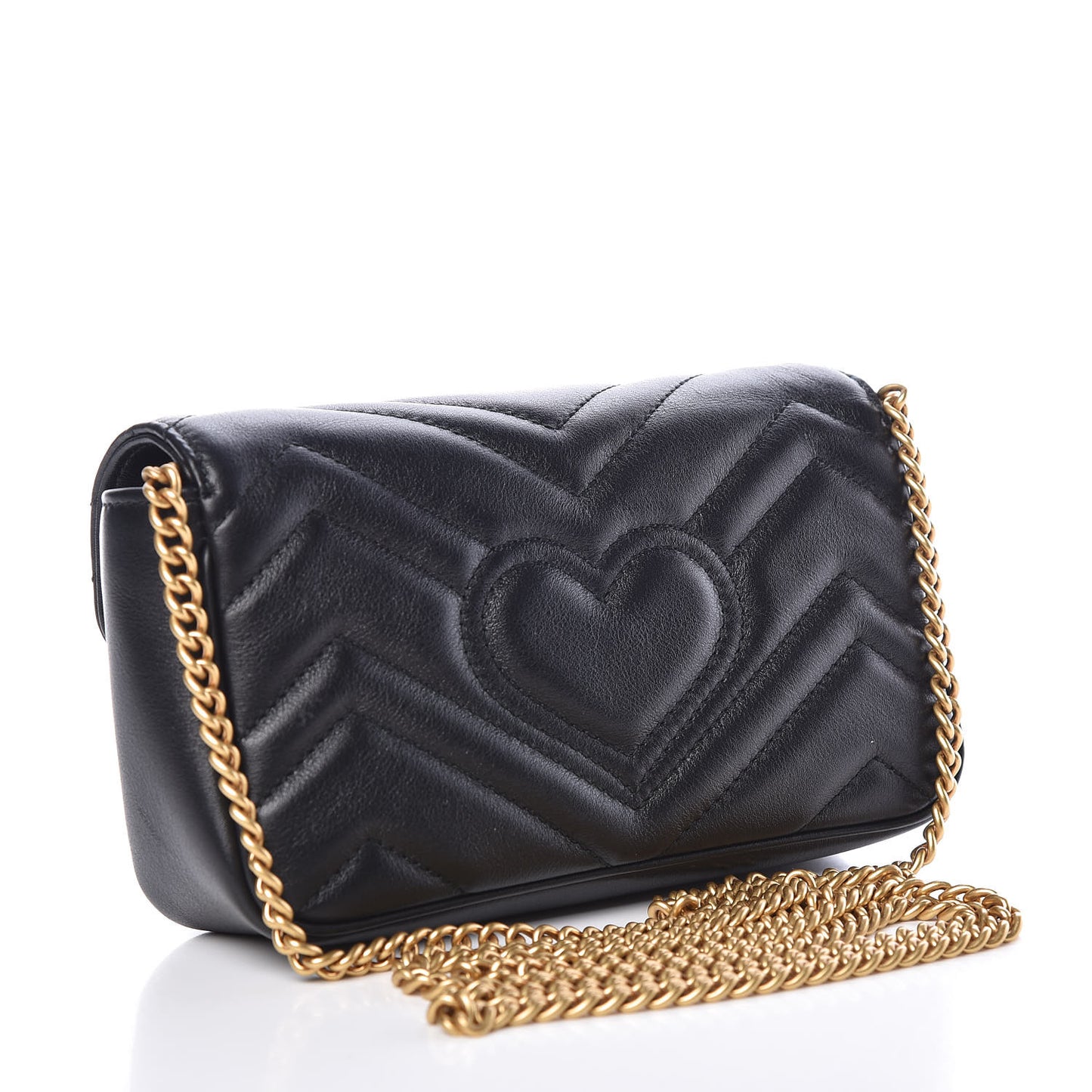 Calfskin Matelasse Super Mini GG Marmont Shoulder Bag Black