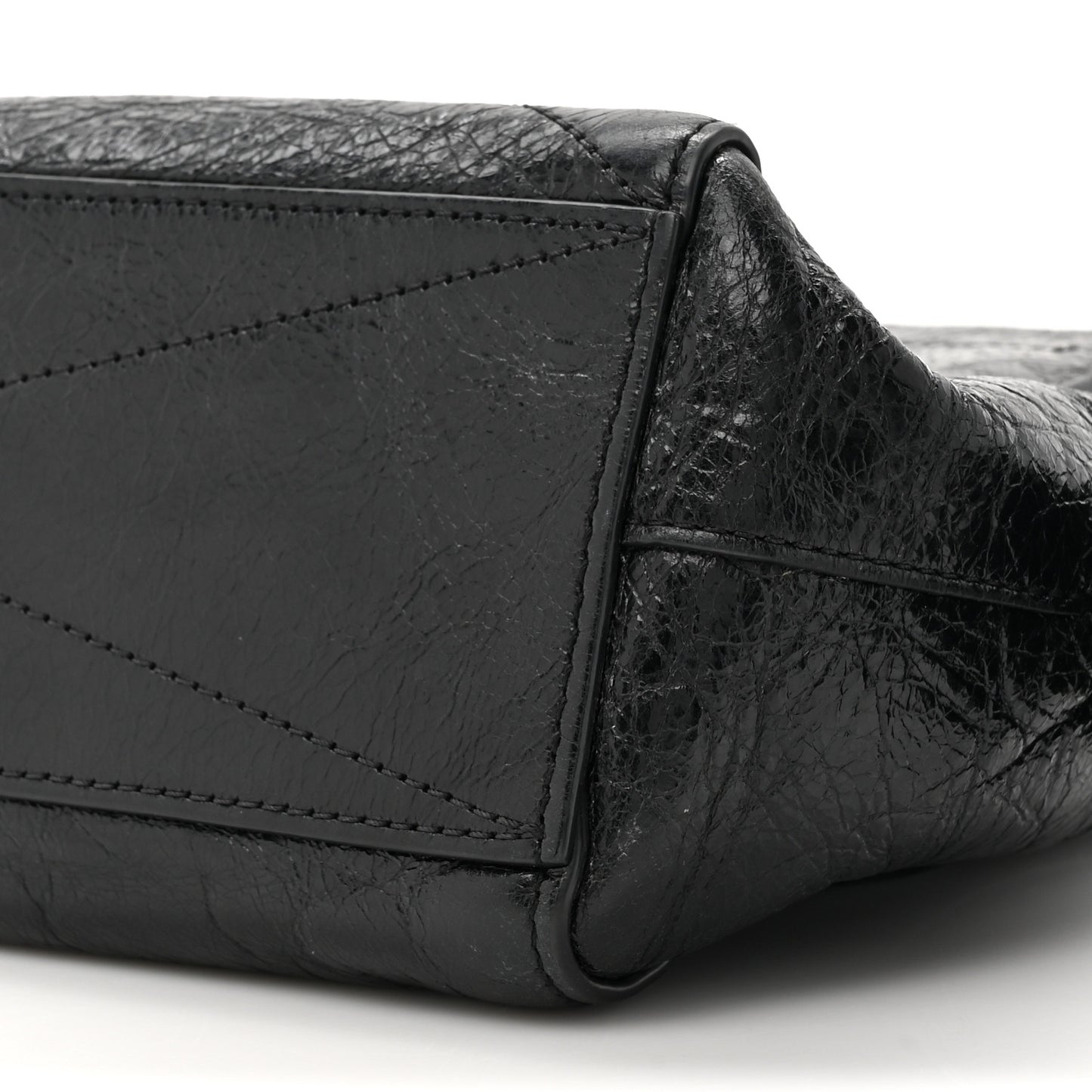 Creased Patent Calfskin Small ID Flap Black