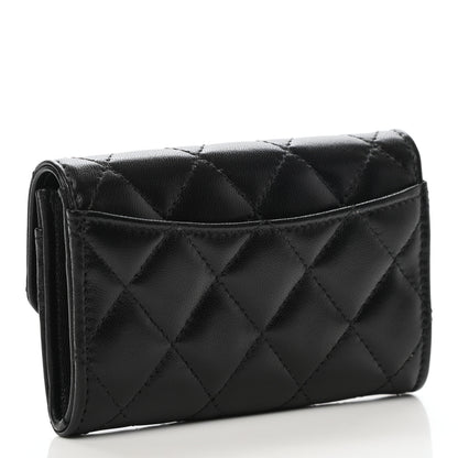 Chanel Lambskin Quilted Flap Card Holder Wallet Black 3 of 9