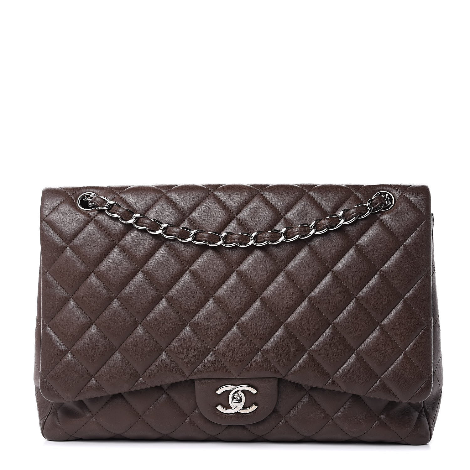 Chanel Lambskin Quilted Maxi Single Flap Brown 1 of 16