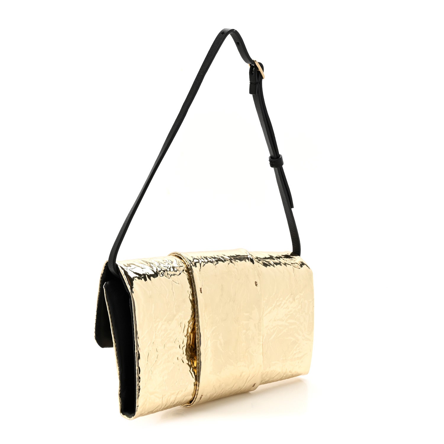 Proenza Schouler Metallic Crinkled Patent Calfskin Flip Shoulder Bag Gold 3 of 11