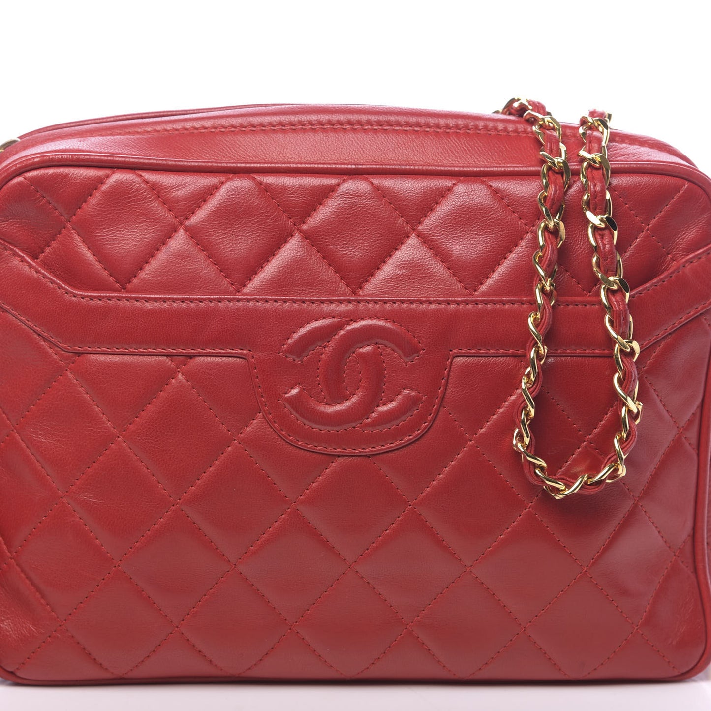 Lambskin Quilted CC Tassel Camera Case Red