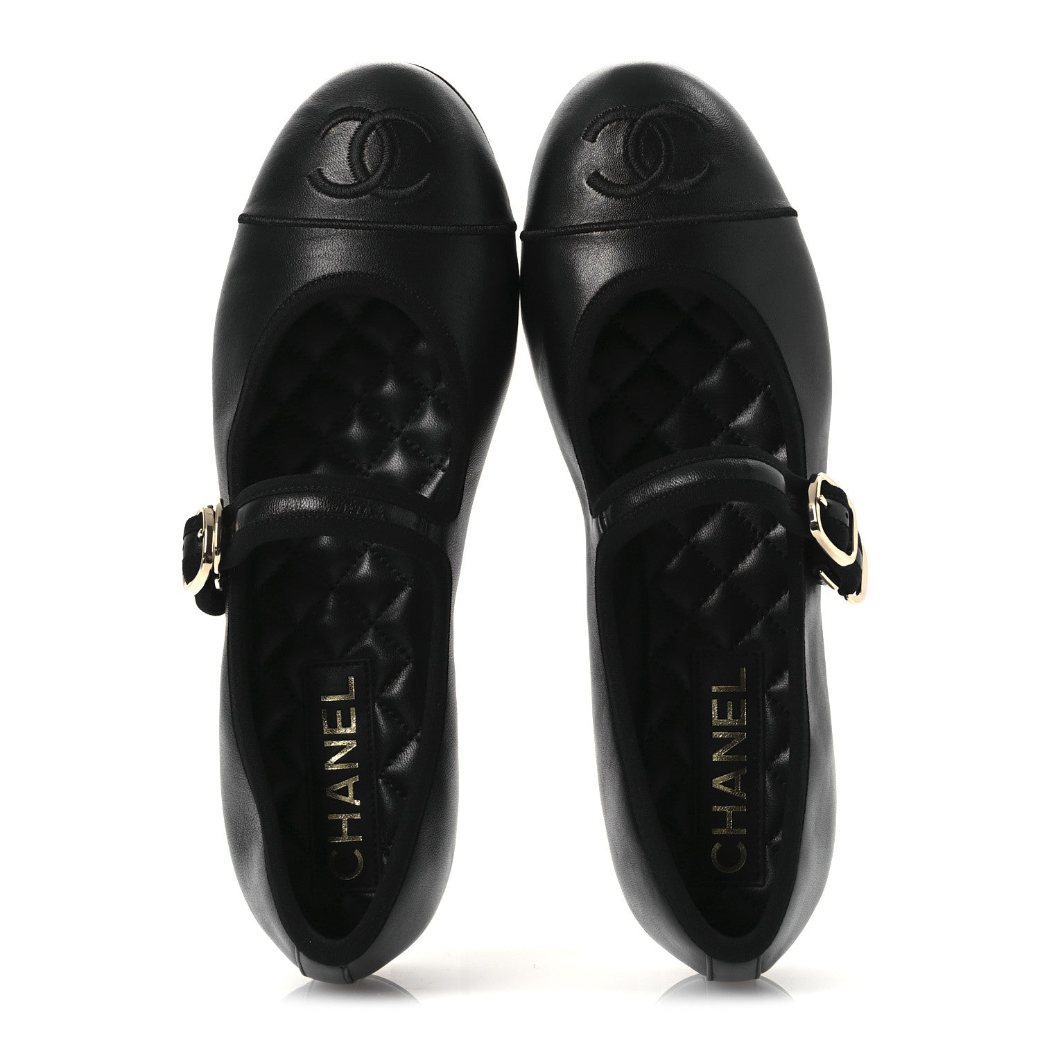 Chanel Lambskin Mary Jane Flats 37.5 Black 6 of 11