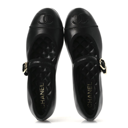 Chanel Lambskin Mary Jane Flats 37.5 Black 6 of 11