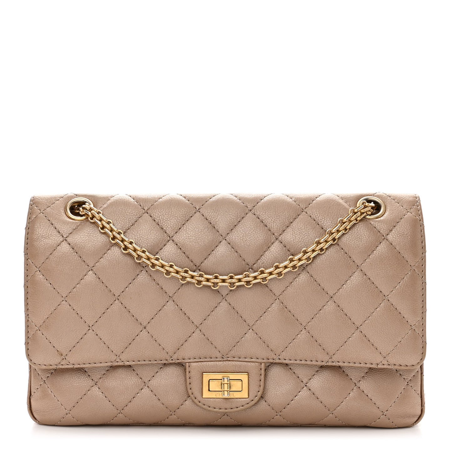 Metallic Calfskin Quilted 2.55 Reissue 226 Flap Dark Gold