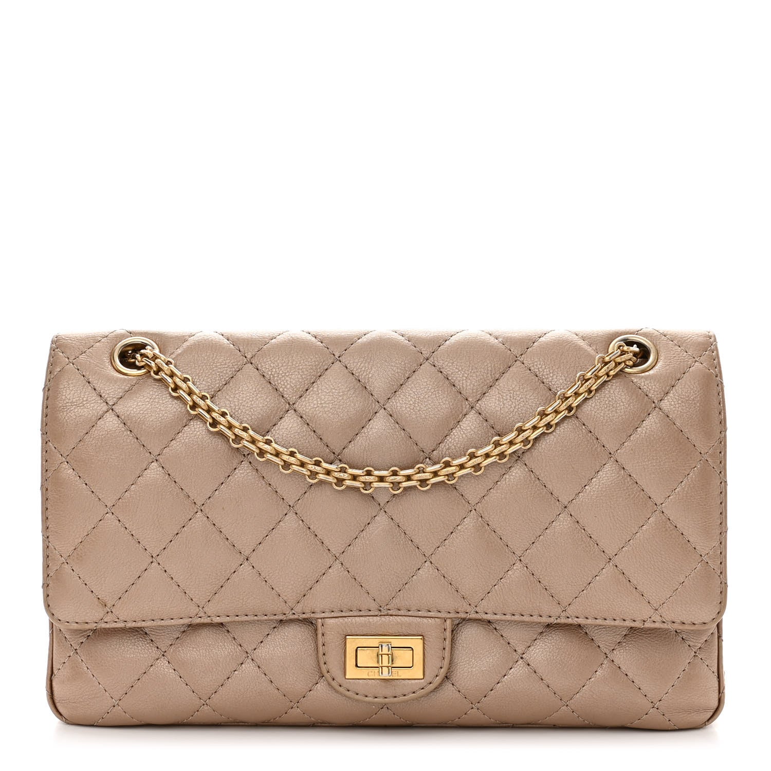 Chanel Metallic Calfskin Quilted 2.55 Reissue 226 Flap Dark Gold 1 of 12