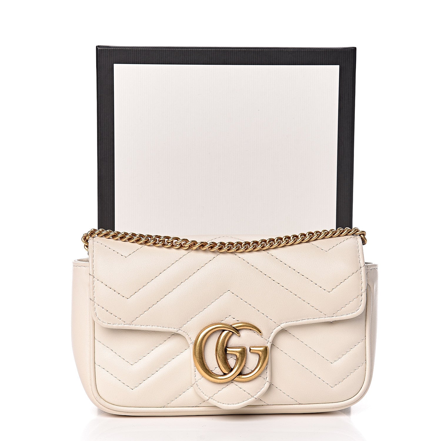 Gucci Calfskin Matelasse Super Mini GG Marmont Shoulder Bag White 12 of 12