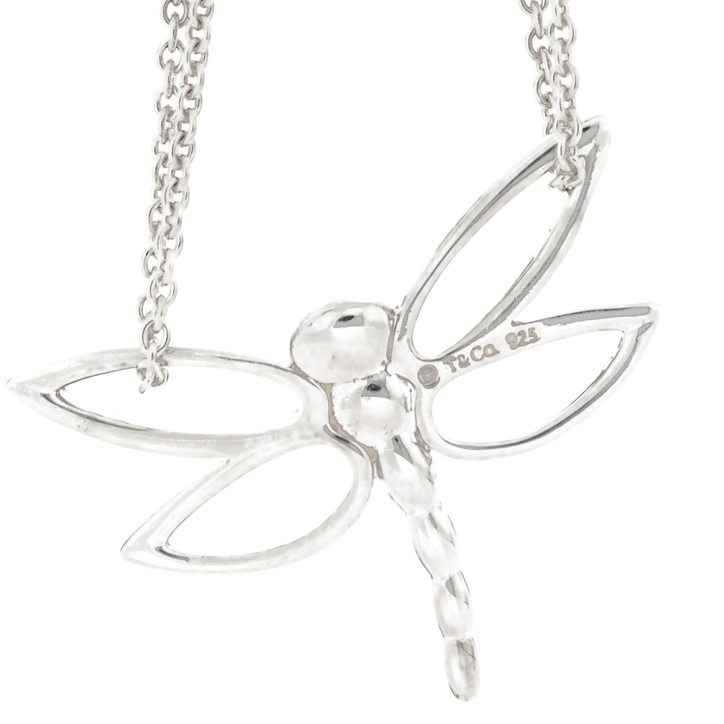 Sterling Silver Dragonfly Pendant Double Chain Necklace