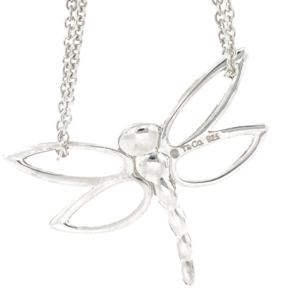 Tiffany Sterling Silver Dragonfly Pendant Double Chain Necklace 4 of 4