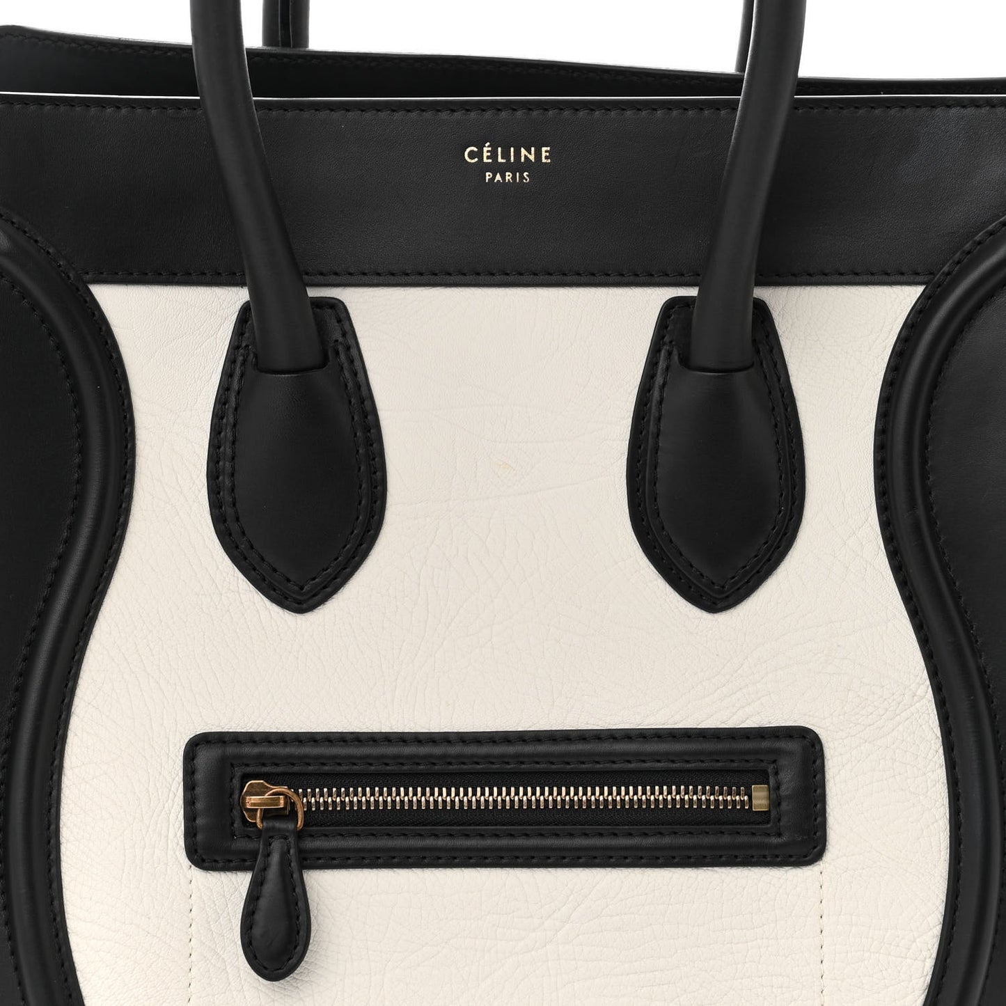 Elephant Calfskin Mini Bi-Color Luggage Black White