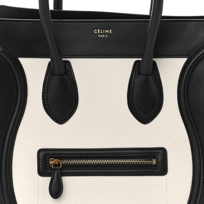 Celine Elephant Calfskin Mini Bi-Color Luggage Black White 8 of 12