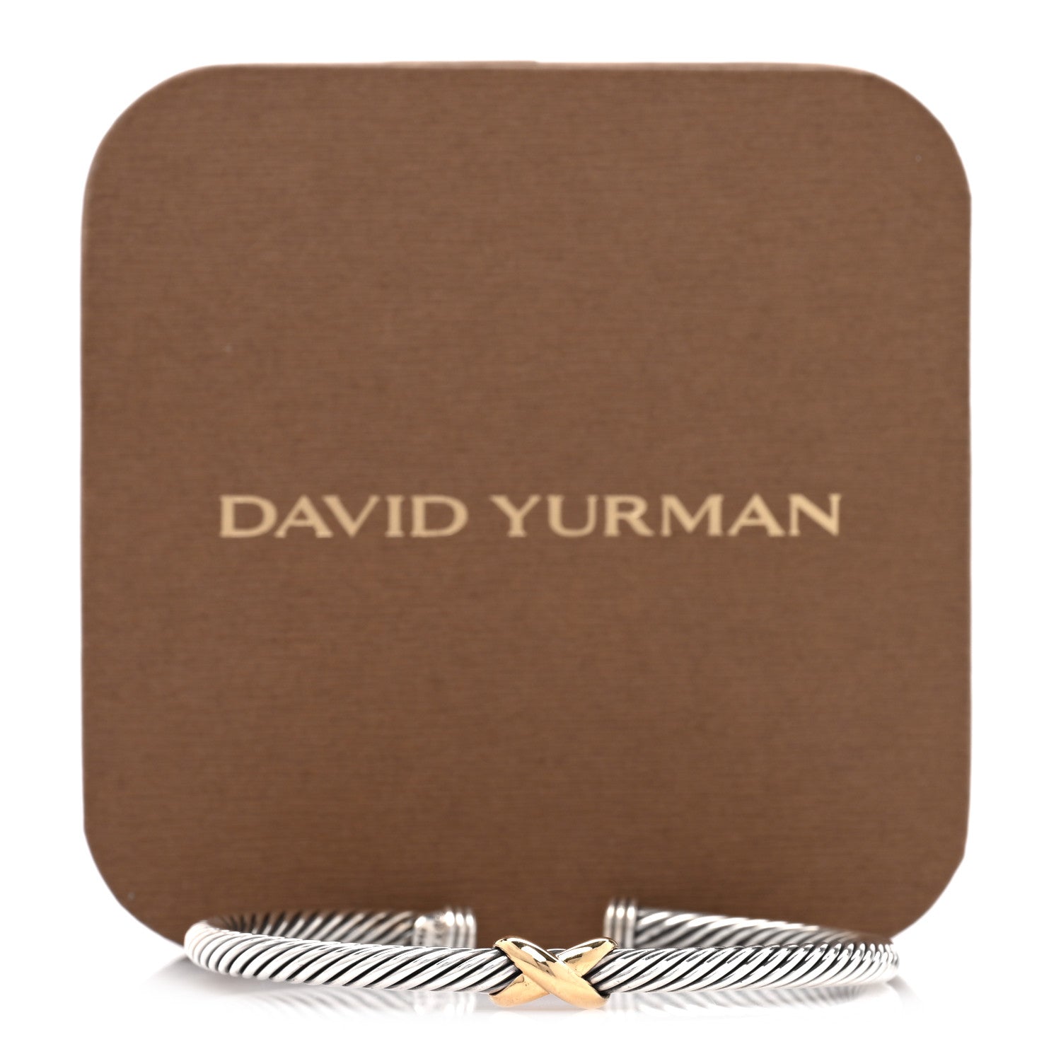 David Yurman Sterling Silver 18K Yellow Gold 4mm X Station Cable Bracelet 4 of 4