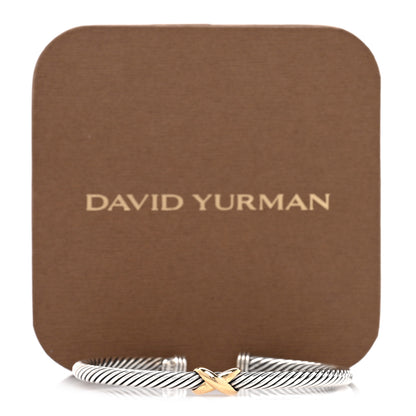 David Yurman Sterling Silver 18K Yellow Gold 4mm X Station Cable Bracelet 4 of 4