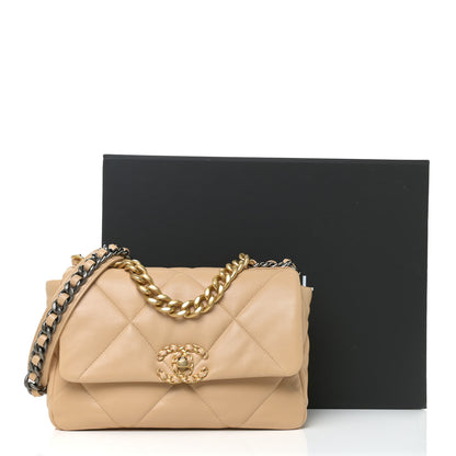 Chanel Lambskin Quilted Medium Chanel 19 Flap Beige 12 of 15