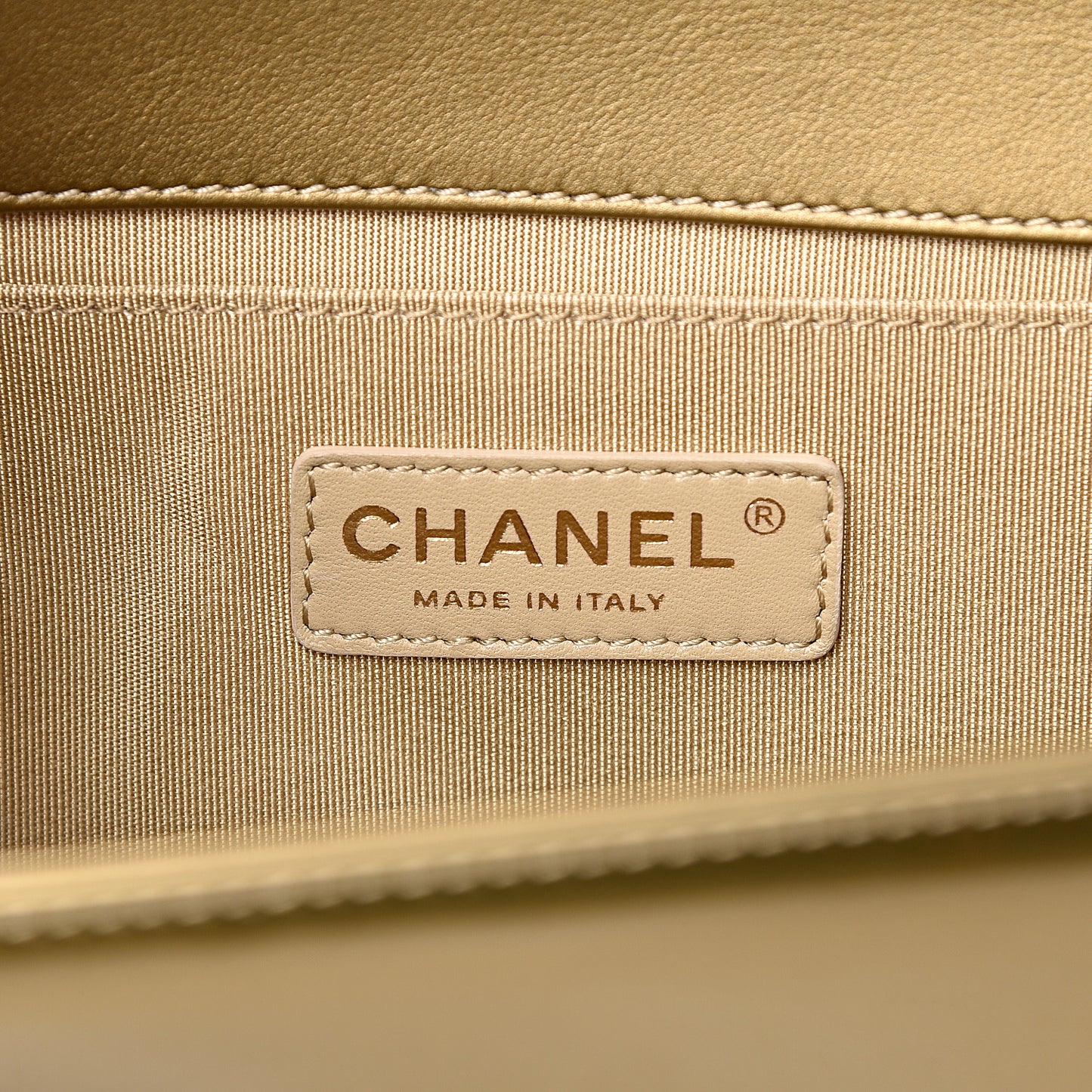 Metallic Patent Calfskin Quilted Medium Boy Flap Gold