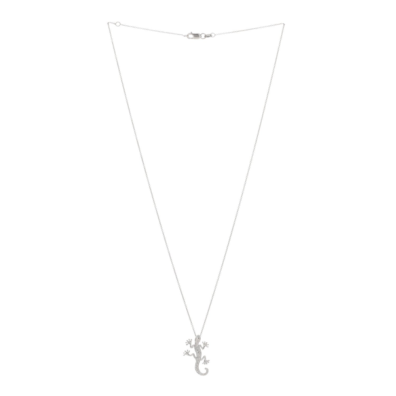 Roberto Coin 18K White Gold Diamond Tiny Treasures Gecko Pendant Necklace 2 of 4