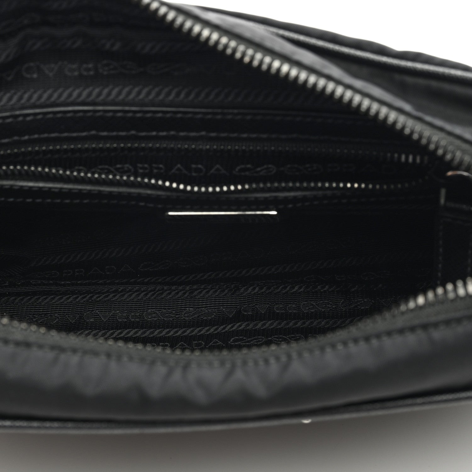 Prada Tessuto Saffiano Pocket Double Zip Shoulder Bag Black 5 of 9