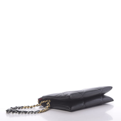Chanel Shiny Goatskin Quilted Small Chanel 19 Pouch With Handle Black 4 of 10