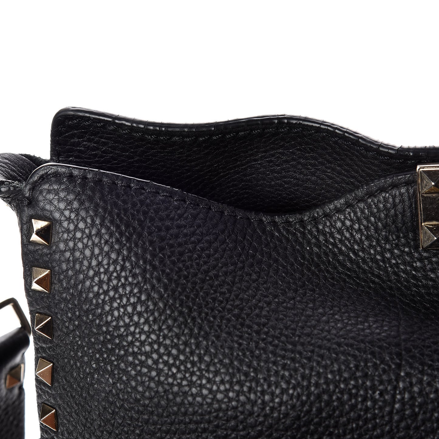 Pebbled Calfskin Large Rockstud Flip-Lock Messenger Bag Black