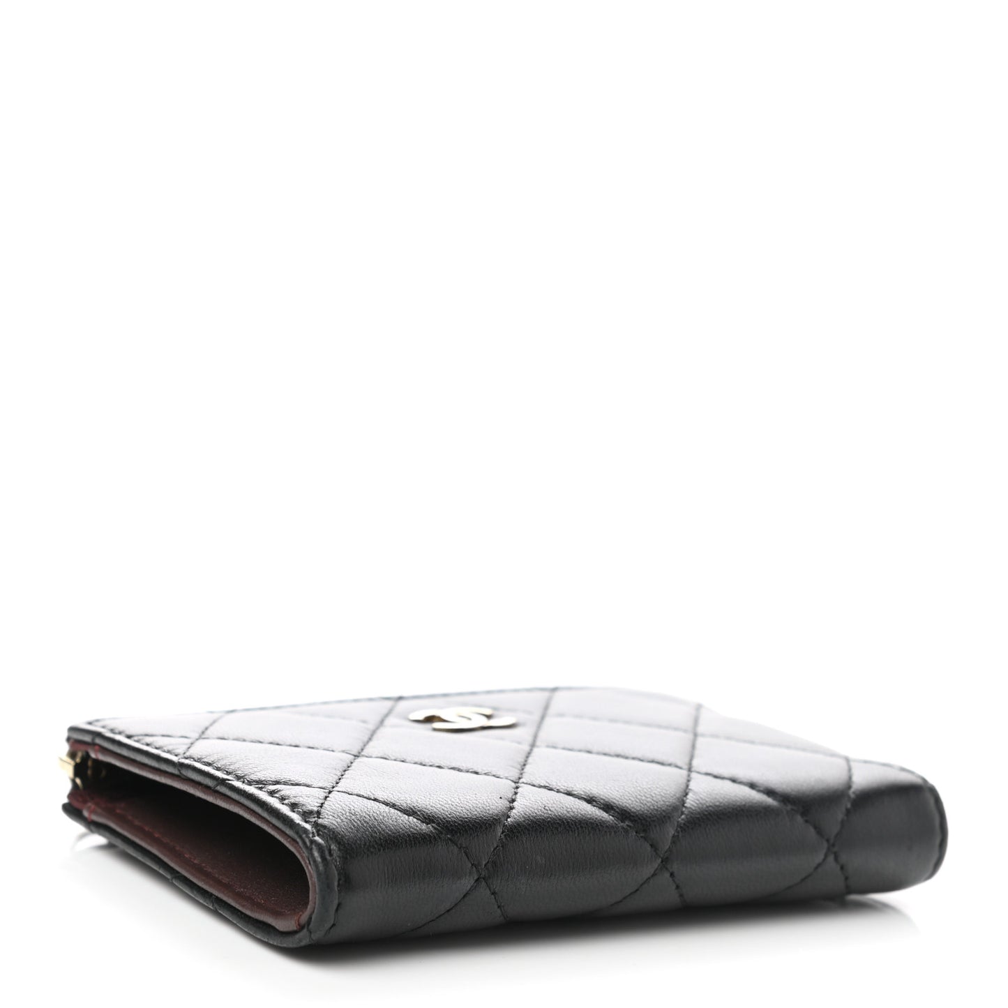 Lambskin Quilted Key Holder Case Black
