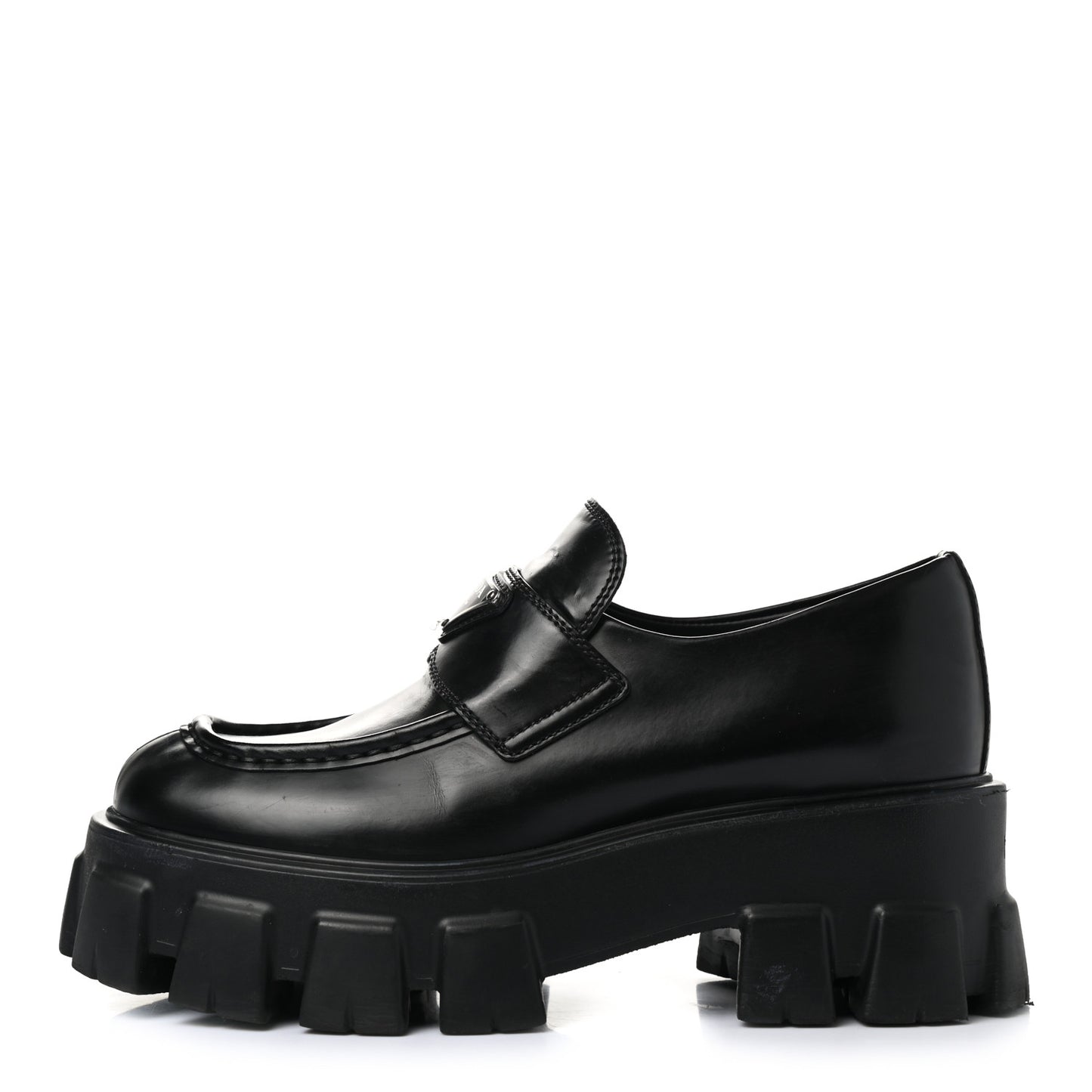 Spazzolato Rois Metal Triangle Logo Monolith 55mm Loafers 37 Black