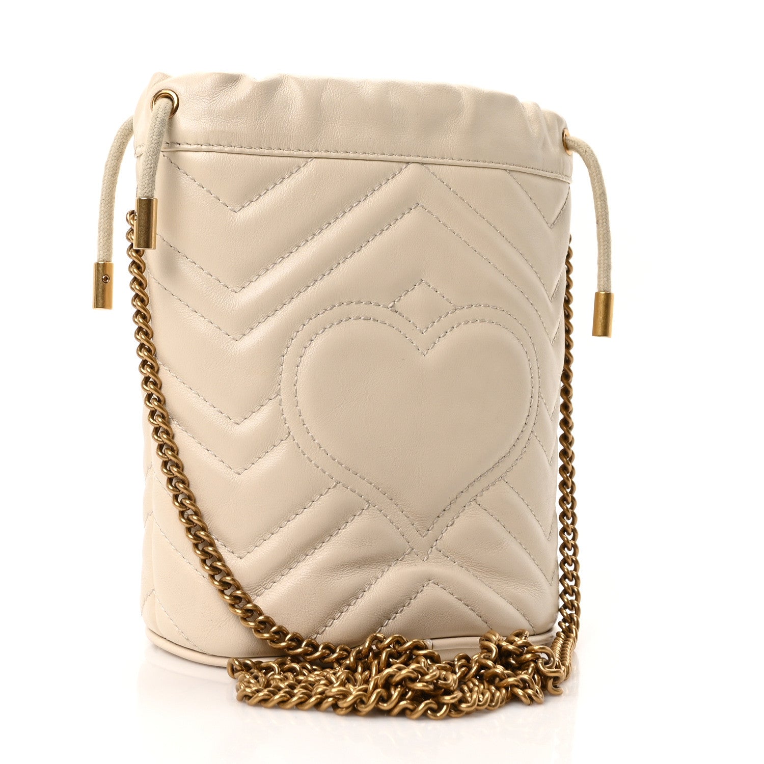 Gucci Calfskin Matelasse Mini GG Marmont 2.0 Bucket Bag White 3 of 9