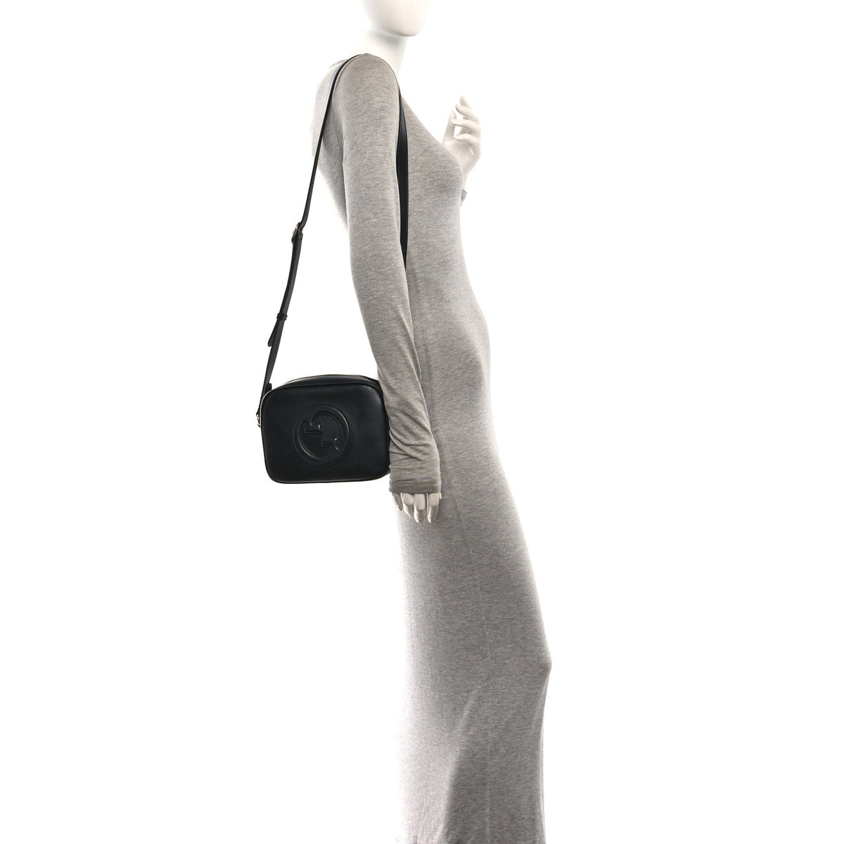 Sakai Be Green Calfskin Diagonal Stitched Small Blondie Shoulder Bag Black