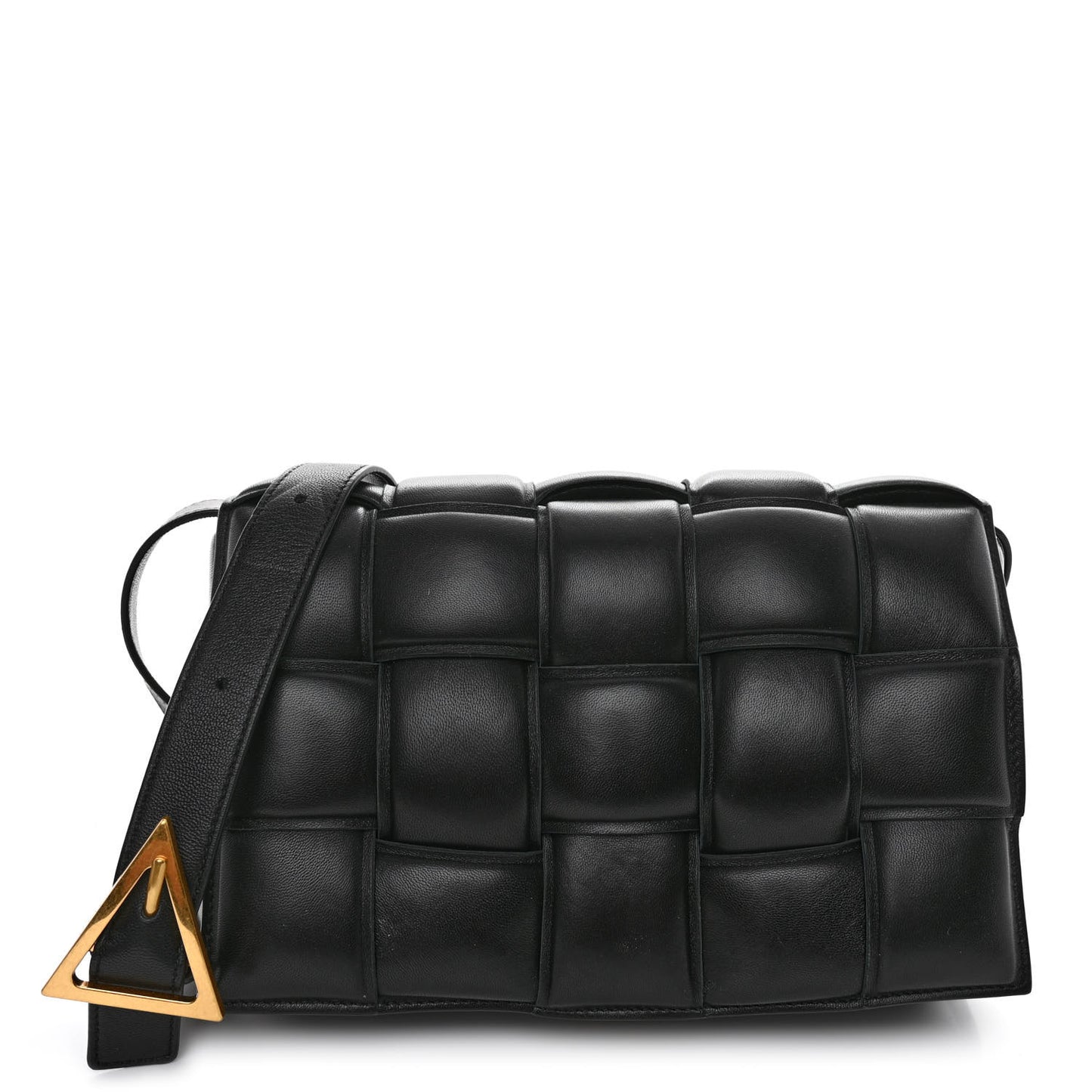 Nappa Maxi Intreccio Padded Cassette Crossbody Bag Black
