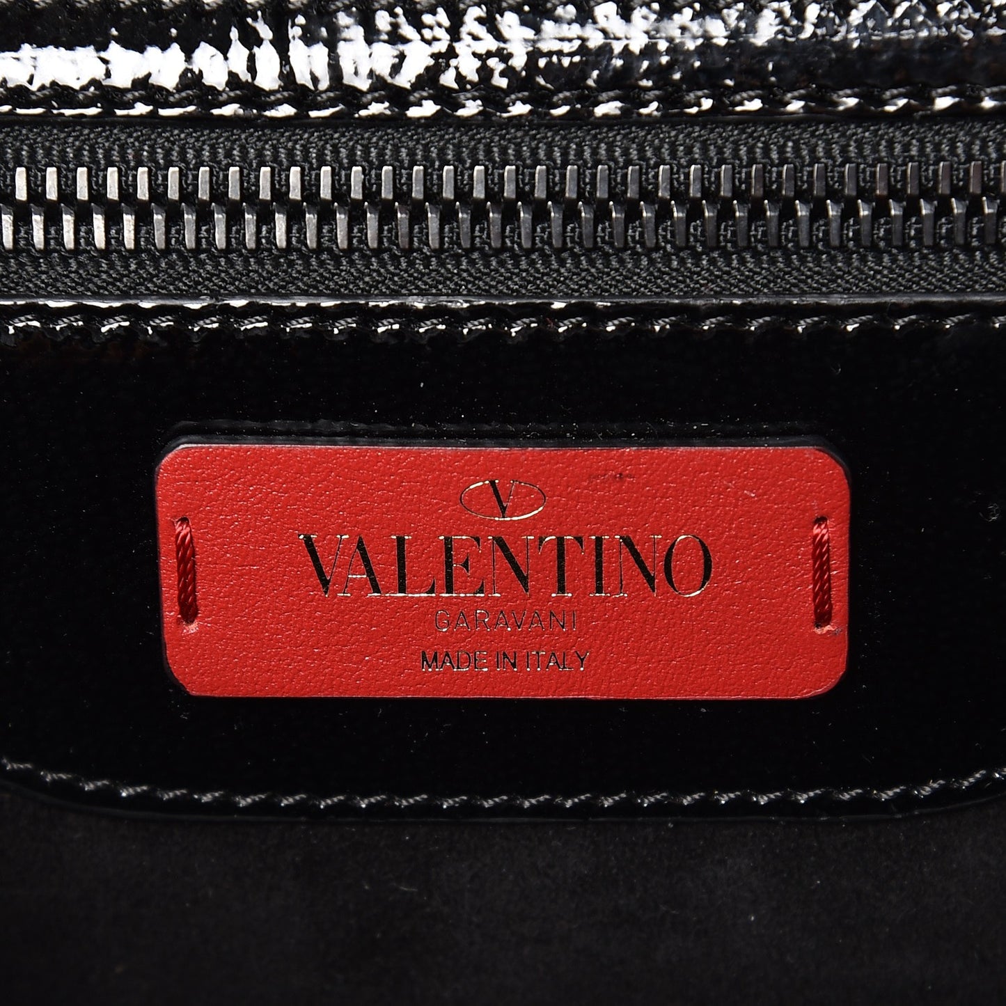 Patent Pebbled Calfskin Medium Rockstud Demilune Shoulder Bag Black